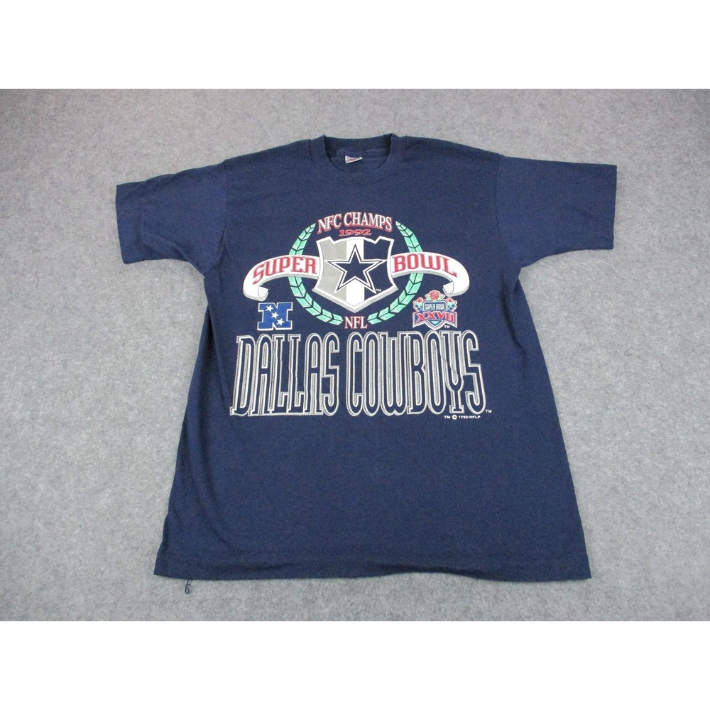VINTAGE Dallas Cowboys Shirt Mens Large Blue NFL Football Super Bowl NFC Champs
